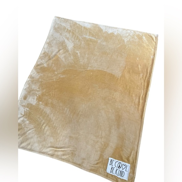 Mustard yellow Fleece Rae Dunn Blanket with Inspirational Patch - Picture 5 of 9